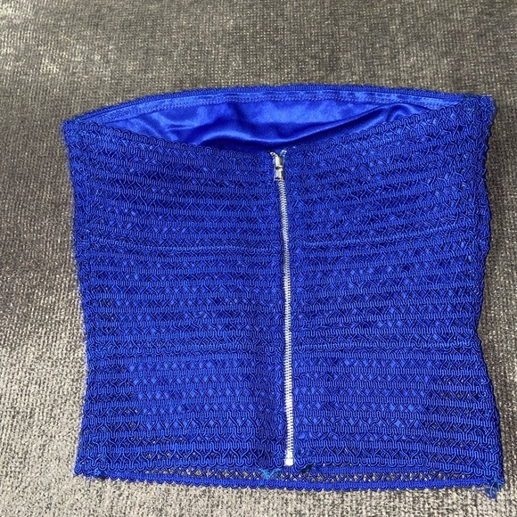 Royal blue strapless zip up top - Picture 3 of 3